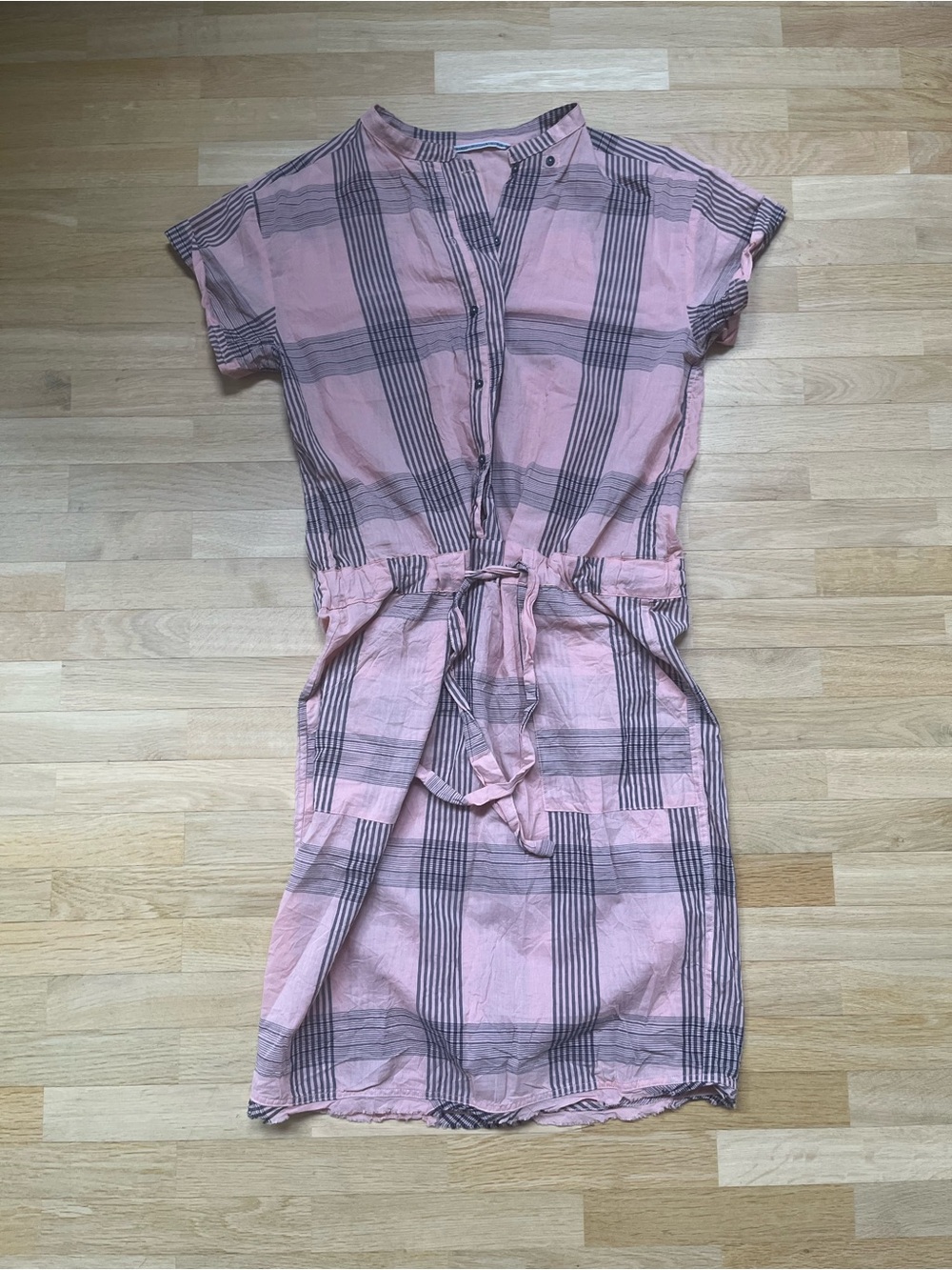 Humanoid Cotton Plaid Tie-Waist Dress